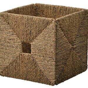 IKEA Braided Seagrass Cube Basket — Natural Brown